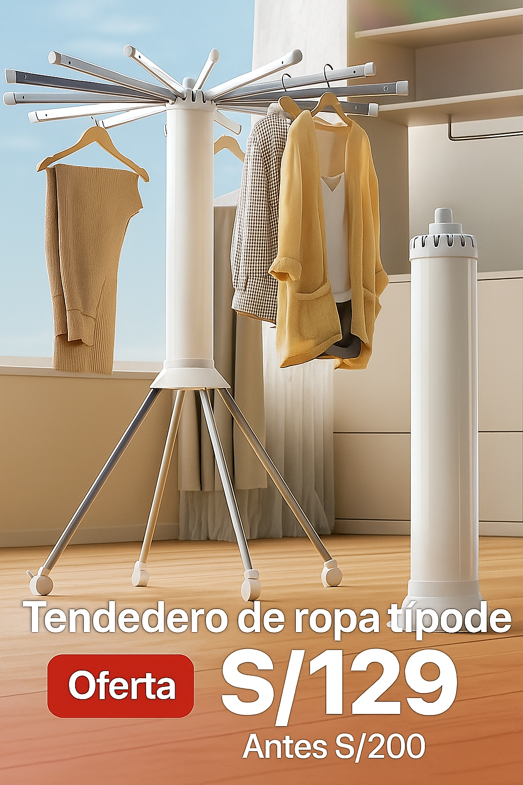 TENDEDERO DE ROPA CON TRIPODE