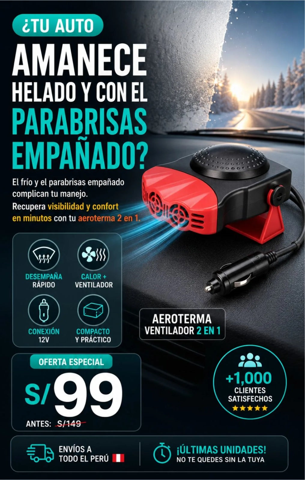 CALEFACTOR 2 EN 1 PARA AUTO