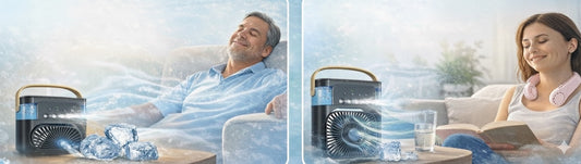 COMBO VENTILADOR CON HUMIDIFICADOR + VENTILADOR DE CUELLO