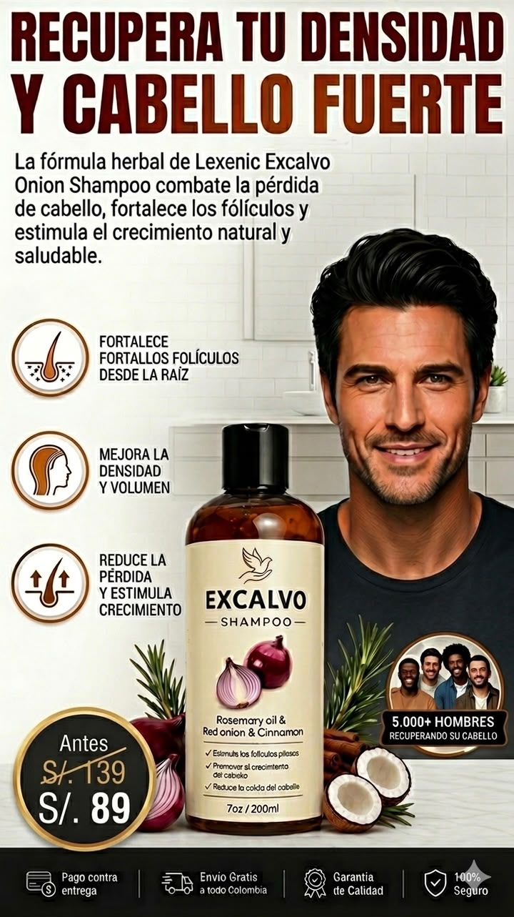 Shampoo Excalvo - Reduce la Pérdida y Estimula el Crecimiento